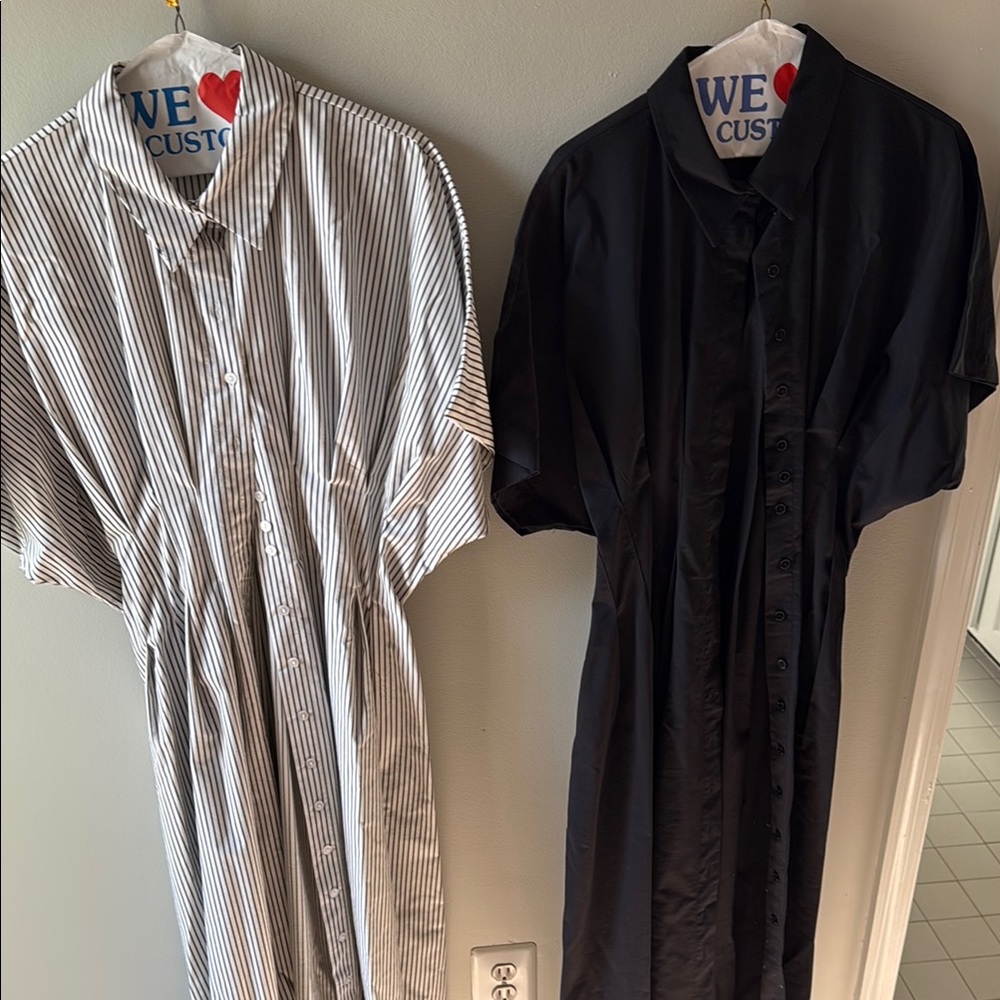 Item 1: AnthropologieXL Tobie Dress Black. Item 2: Tobie XL striped dress.